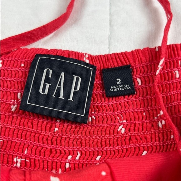 GAP Red‎ Floral Print Button Front Smocked Back Midi Sundress Size 2 - Picture 4 of 6